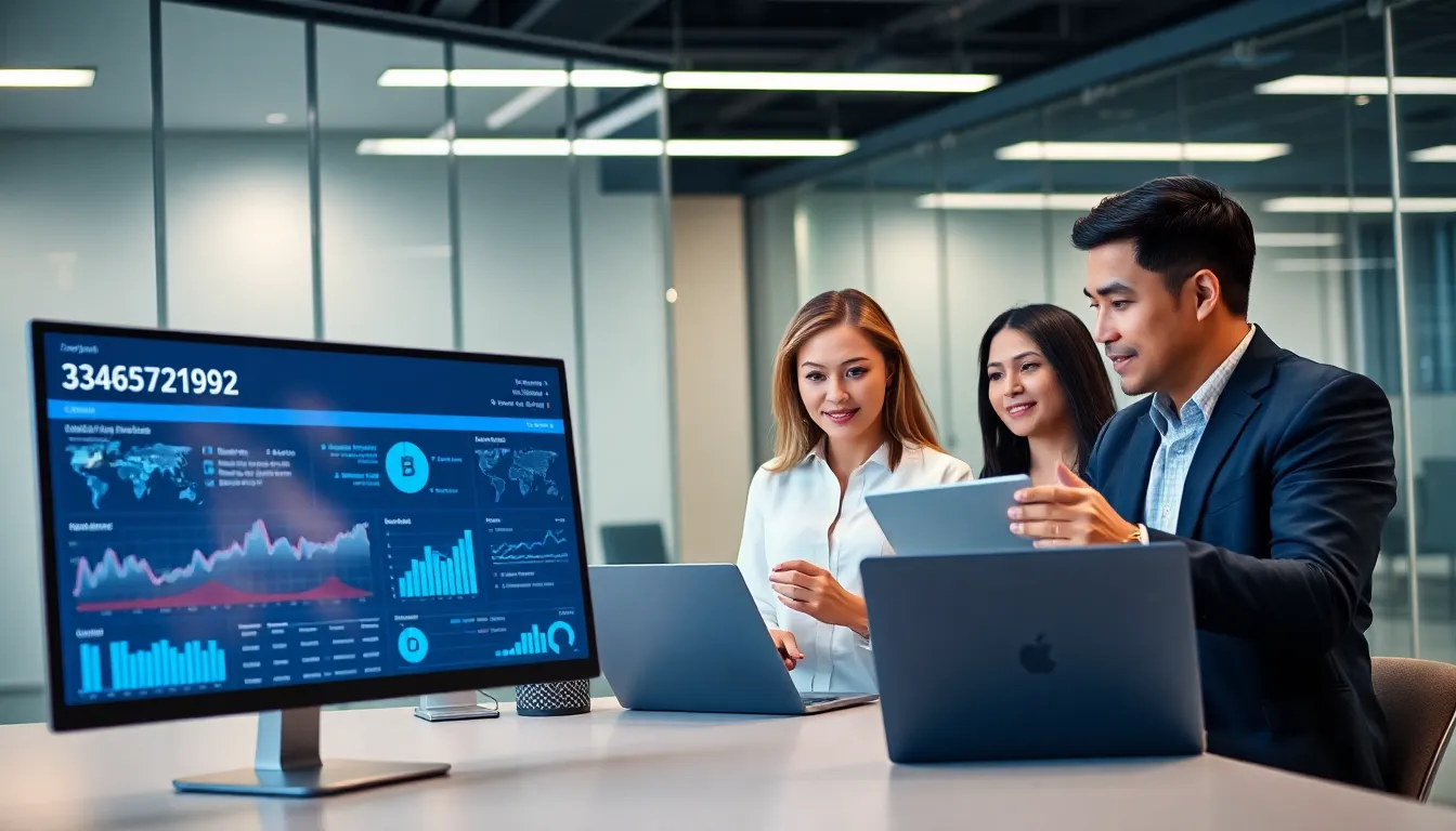 professional team analyzing data in a modern office.
